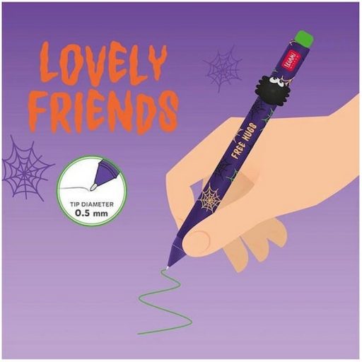 Legami zselés toll, pók figurával, neonzöld tintával, Halloween, Lovely Friends