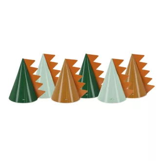 Parti csákó szett többszínű dinoszauruszos mintával, vagány dínós szülinapi kiegészítő gyerekeknek, 14 cm, 6 db