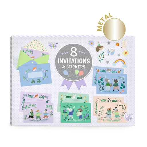 Djeco Lovely Paper Állati parti meghívó készlet – 8 személyes szett