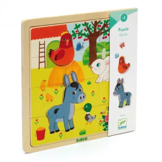 Djeco Háziállatos Fa Keretkirakó - Puzzlo Farm