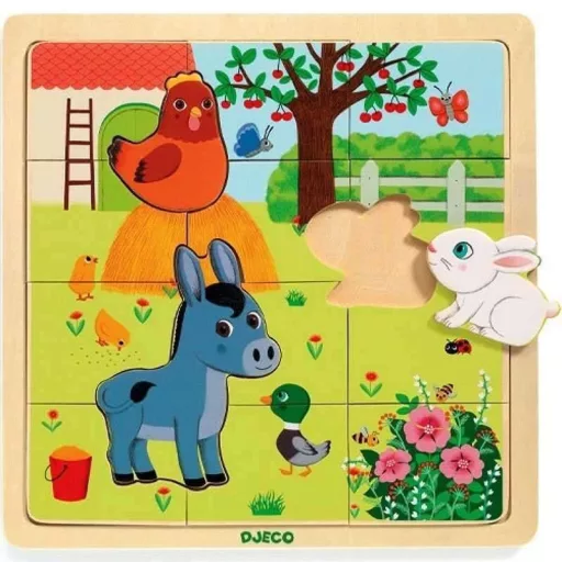 Djeco Háziállatos Fa Keretkirakó - Puzzlo Farm