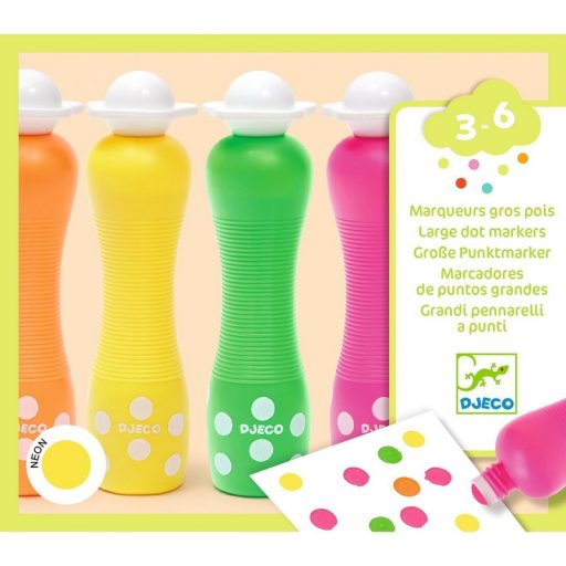 Djeco Marok filc készlet 4 fluoreszkáló színben - Pontozó színezés