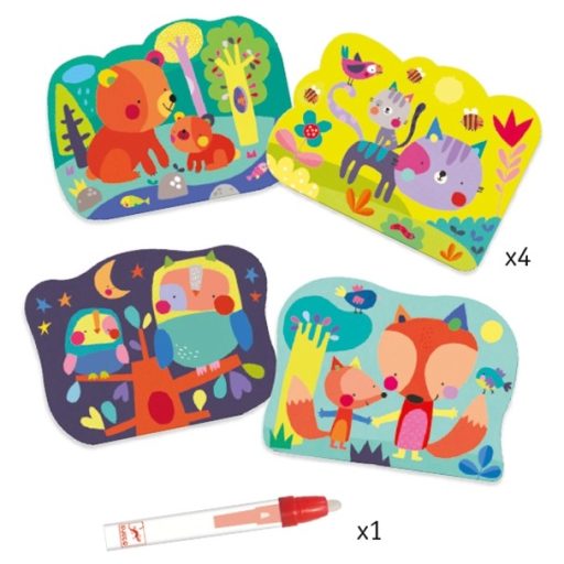 Djeco Vízzel színező készlet - Bújócska az erdőben