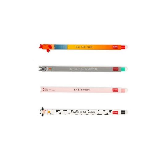 Legami zselés toll, radírozható 4db-os szett, FARM, tehén, malac, csacsi, kakas