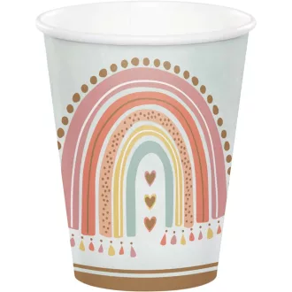 Creative Party Boho Rainbow pasztell szivárványos papírpohár szett 266 ml 8 db