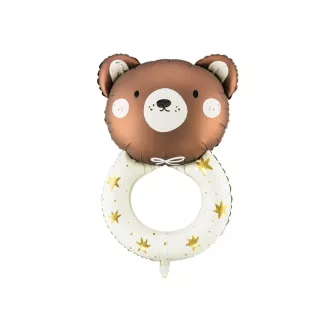 PartyDeco teddy macis csörgő formájú fólia lufi babaváróra