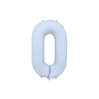 PartyDeco óriás 86 cm pasztell világoskék 0 szám fólia lufi