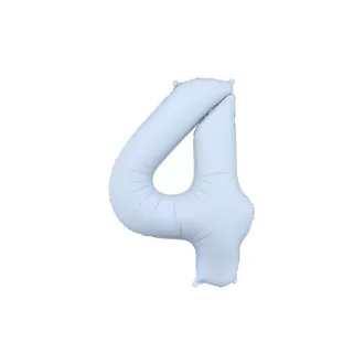 PartyDeco óriás 86 cm pasztell világoskék 4-es szám fólia lufi 4. születésnapra