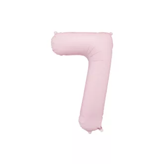PartyDeco óriás 86 cm pasztell világos rózsaszín 7-es szám fólia lufi 7. születésnapra