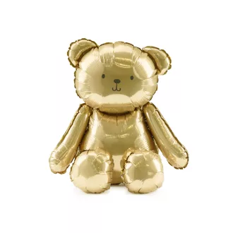 PartyDeco elegáns arany színű maci teddy bear fólia lufi babaváró bulira