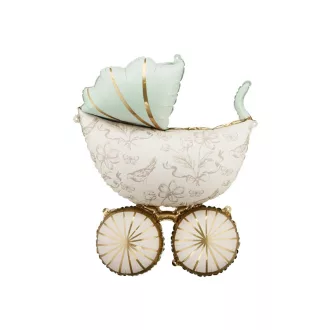 PartyDeco vintage babakocsi formájú fólia lufi babaváró bulira