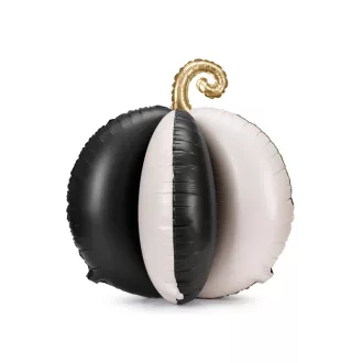 PartyDeco 3D álló fekete és krémszínű tök alakú fólia lufi elegáns halloweeni dekoráció