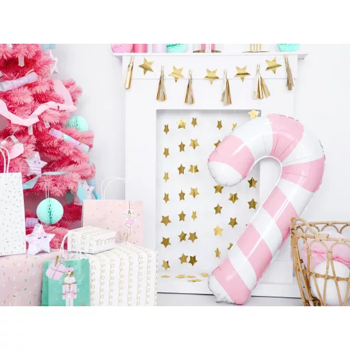 PartyDeco Fólia lufi Candy cane - rózsaszín