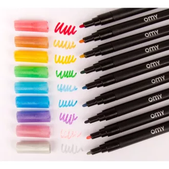 OMY Glitter 9 darabos csillámos filctoll készlet asztali tartó dobozban