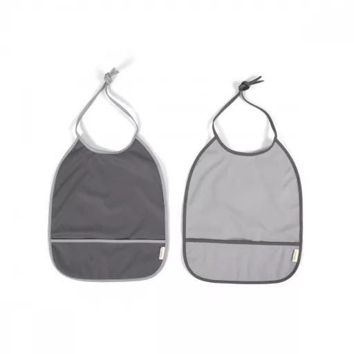 Filibabba 2 darabos egyszínű vízálló megkötős baba előke szett Szürke árnyalatok Stone Grey és Cloudy színben