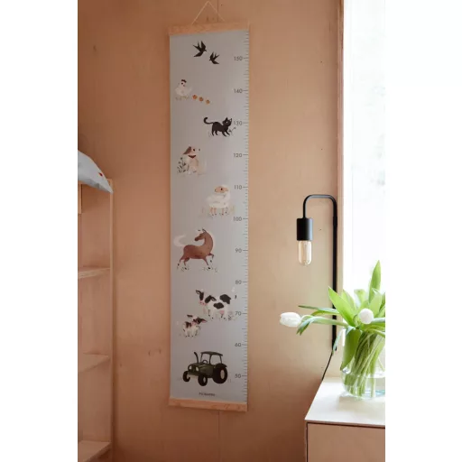Filibabba Farm Animals A farm állatai kézzel rajzolt vászon magasságmérő FSC fenyőfa léccel díszdobozban