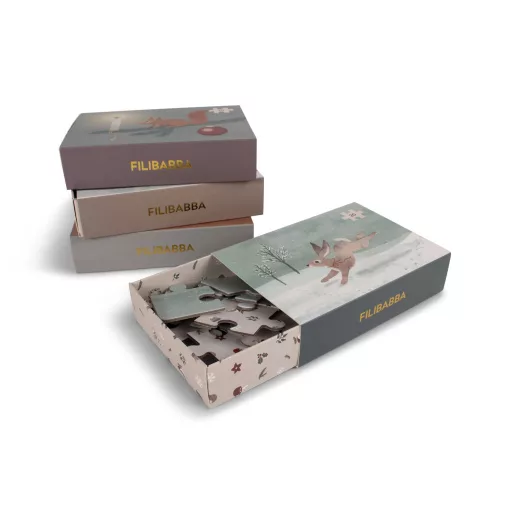 Filibabba Wonderful Winter 4 darabos téli gyerek puzzle készlet Csodálatos tél mintával külön kis dobozokban