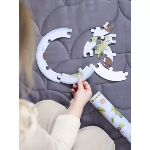 Filibabba Small Adventurers kerek puzzle készlet Kis kalandorok állatmintával 5 darab 9 elemű kirakóval
