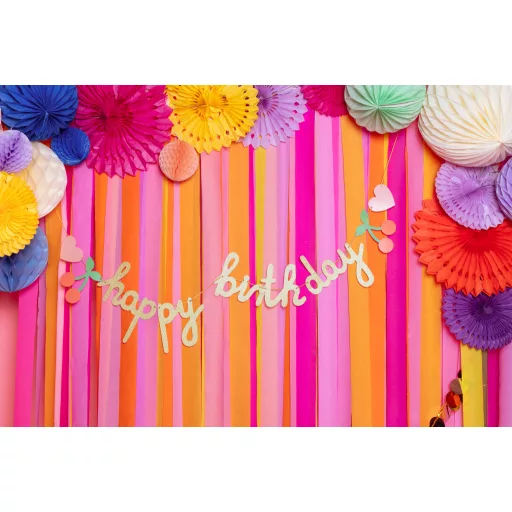 Színes Happy Birthday papír szülinapi füzér (100x18 cm) - vidám parti dekoráció gyerekeknek