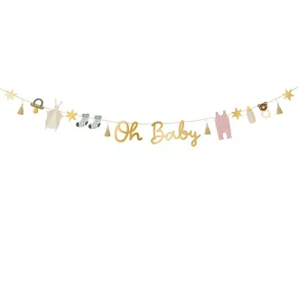 PartyDeco pasztell babaváró baby shower papírfüzér fali dekoráció