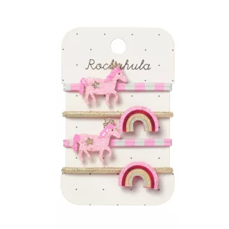   Rockahula Kids Hajgumi szett - Pink Pónis és Szivárványos, 4 db-os
