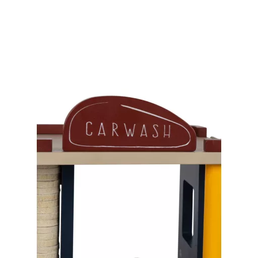 Konges Slojd Fa Autómosó Rámpával és Kisautókkal Wooden Car Wash 4 db