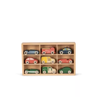 Konges Slojd Mini Fa Kisautók Fadobozban Wooden Mini Cars 26x16x3,5 cm 9 db