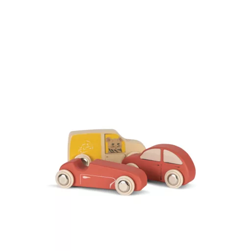 Konges Slojd Mini Fa Kisautók Fadobozban Wooden Mini Cars 26x16x3,5 cm 9 db