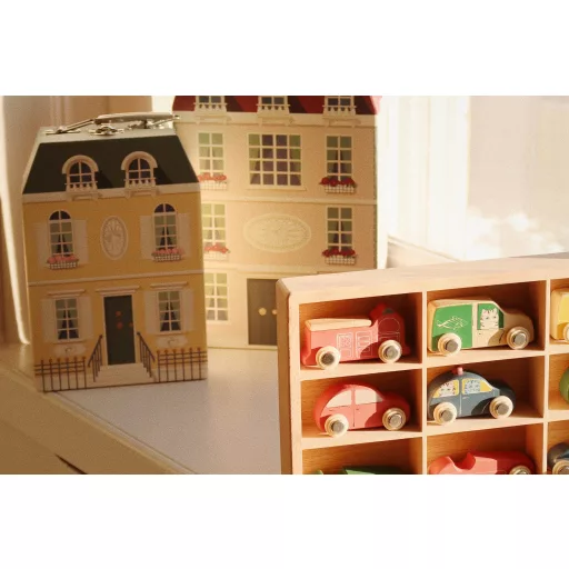 Konges Slojd Mini Fa Kisautók Fadobozban Wooden Mini Cars 26x16x3,5 cm 9 db