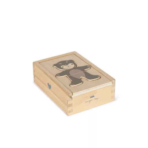 Konges Slojd Fa Teddy Öltöztető Puzzle Állatok Animals 15x10x4,5 cm 12 db
