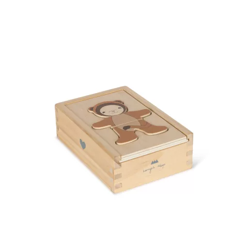 Konges Slojd Fa Teddy Öltöztető Puzzle Állatok Animals 15x10x4,5 cm 12 db
