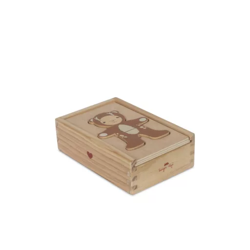 Konges Slojd Fa Teddy Maci Öltöztető Puzzle Fadobozban 15x10x4,5 cm 12 db