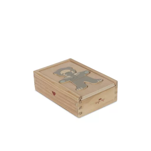 Konges Slojd Fa Teddy Maci Öltöztető Puzzle Fadobozban 15x10x4,5 cm 12 db