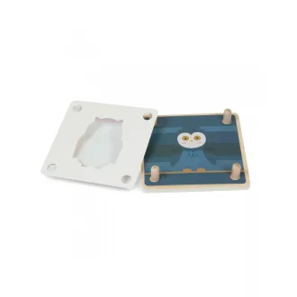 Andreu Toys vadállatos fa forma- és színpárosító logikai és memóriajáték cserélhető sablonokkal, 15x15 cm