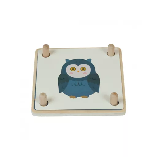 Andreu Toys vadállatos fa forma- és színpárosító logikai és memóriajáték cserélhető sablonokkal, 15x15 cm