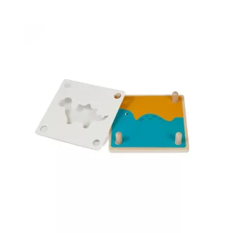 Andreu Toys fa forma- és színpárosító dinós logikai fejlesztőjáték cserélhető sablonkártyákkal, 15x15 cm