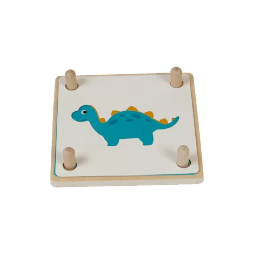Andreu Toys fa forma- és színpárosító dinós logikai fejlesztőjáték cserélhető sablonkártyákkal, 15x15 cm