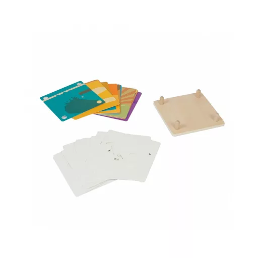 Andreu Toys fa forma- és színpárosító dinós logikai fejlesztőjáték cserélhető sablonkártyákkal, 15x15 cm