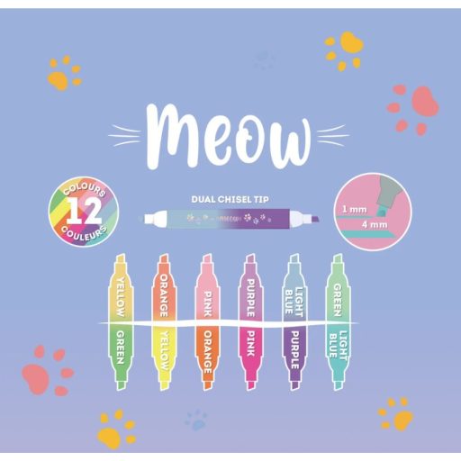 Legami szövegkiemelő készlet, pasztell és neon, 2 végű, cicás