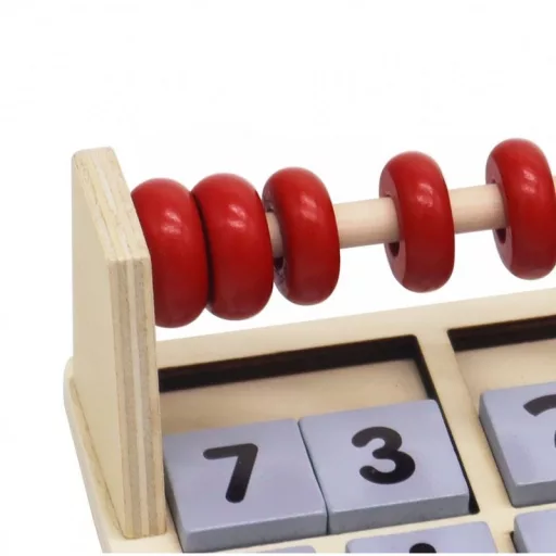 Andreu Toys Montessori fa oktatójáték matematikai műveletek golyókkal, tálkákkal és csipesszel, 22x7,5 cm