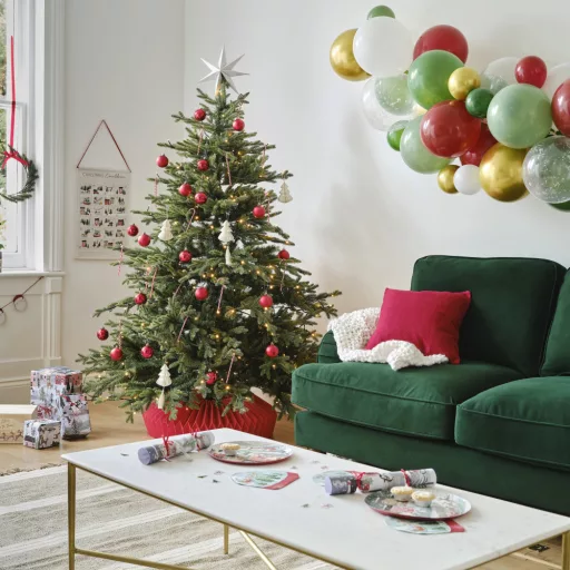 Ginger Ray Merry Little Christmas fenyőfát szállító piros karácsonyi autós papírszalvéta 16 db