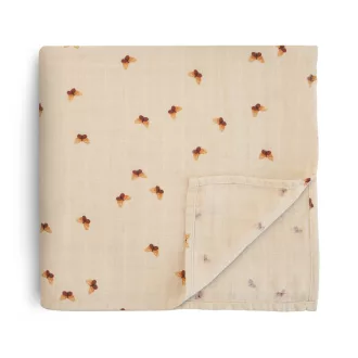 Mushie organikus pamut muszlin pólya és babatakaró pillangó mintával 120x120 cm