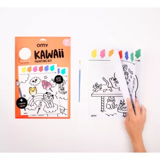 OMY Kawaii vízzel színező akvarell festőkészlet ecsettel 12 db