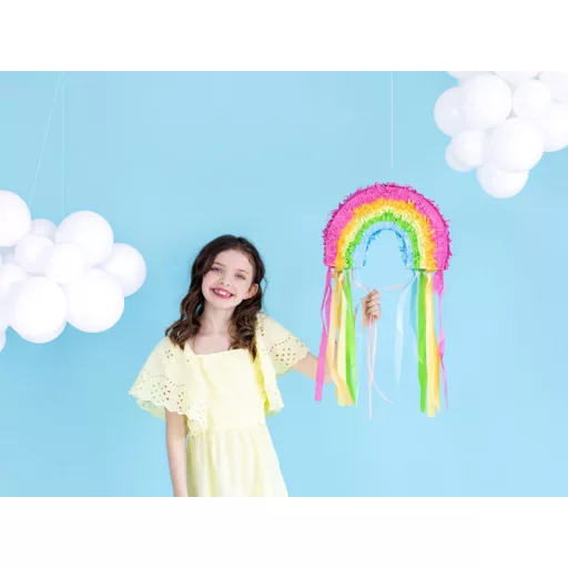 PartyDeco színes 30 cm-es szivárvány formájú pinata gyerek szülinapi bulira és ünneplésre