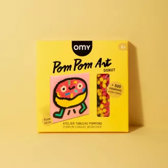 OMY Pom Pom fánk 3D képkészítő kreatív szett fakeretes vászonnal 20x20 cm