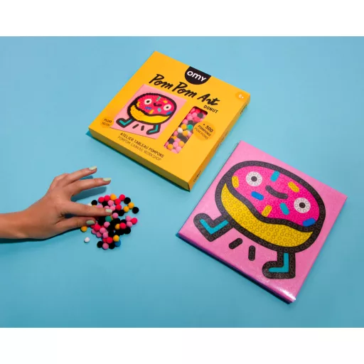 OMY Pom Pom fánk 3D képkészítő kreatív szett fakeretes vászonnal 20x20 cm