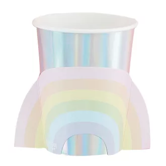 Ginger Ray Pastel Party pasztell szivárványos 3D papírpohár irizáló részletekkel