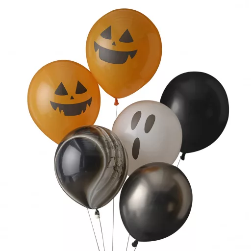Ginger Ray Hello Pumpkin Halloween tökös és szellemes latex luficsomag 30 cm 6 db