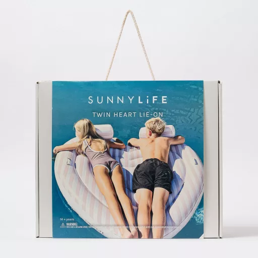 Sunnylife Twin Heart piros és rózsaszín dupla szív alakú kétszemélyes felfújható úszómatrac