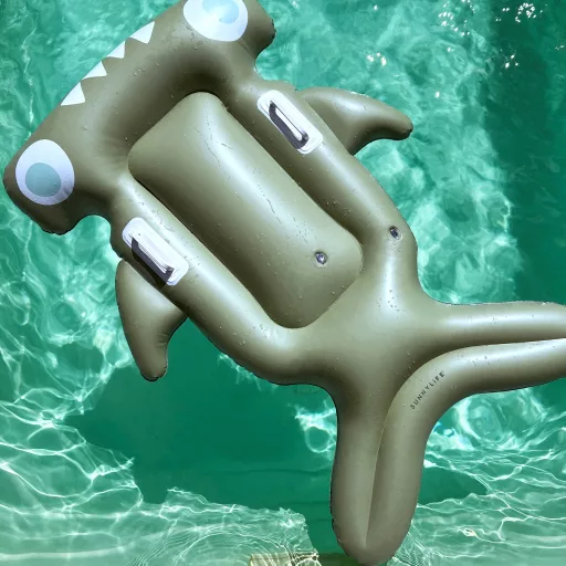 Sunnylife Felfújható matrac - Salty the Shark Khaki
